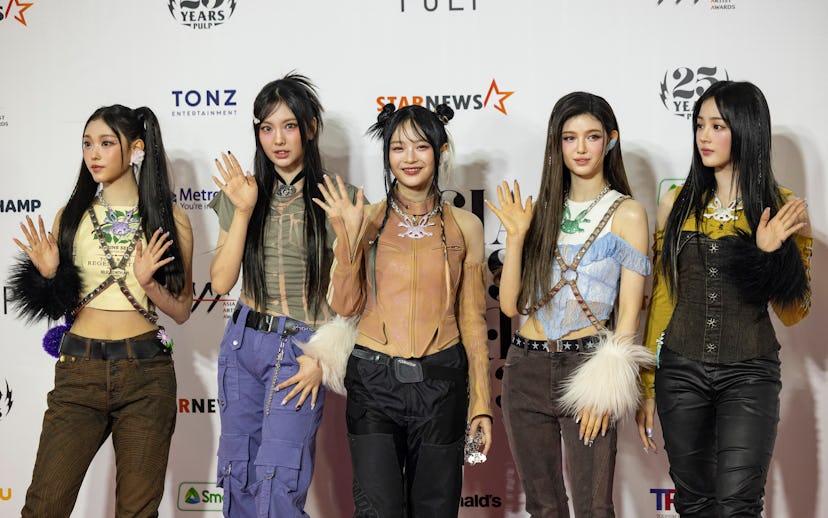 BULACAN, PHILIPPINES - DECEMBER 14: Minji, Hanni, Danielle, Haerin and Hyein of girl group NewJeans ...