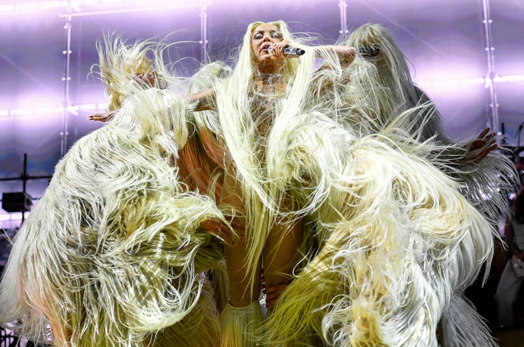 TOPSHOT - US singer Doja Cat performs during the Coachella Valley Music and Arts Festival in Indio, ...