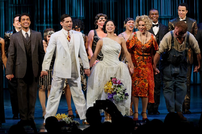 Eva Noblezada, who plays Daisy in The Great Gatsby on Broadway, during Opening Night bows.