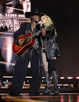 LONDON, ENGLAND - OCTOBER 15: (Exclusive Coverage) David Banda and Madonna perform during The Celebr...