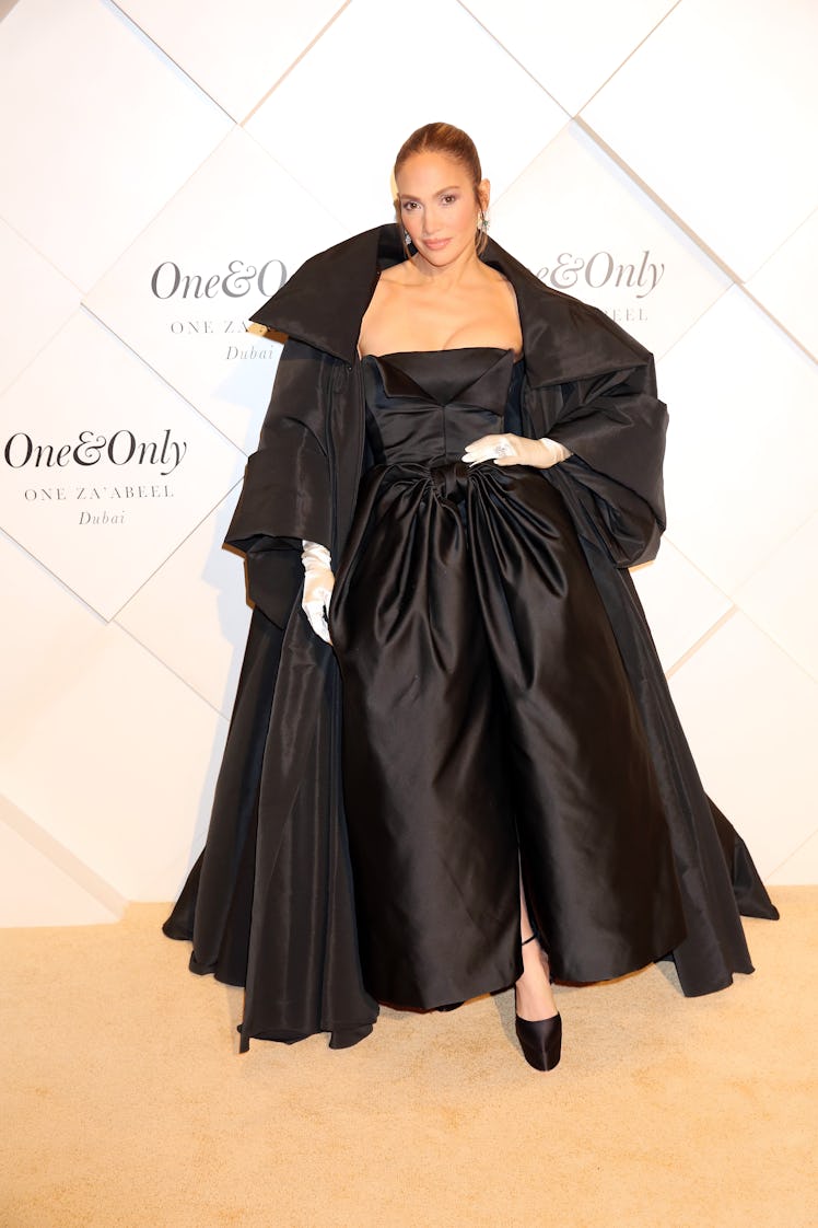 Jennifer Lopez Jennifer Lopez poses on the red carpet at the One&Only One Za'abeel Grand Opening at ...