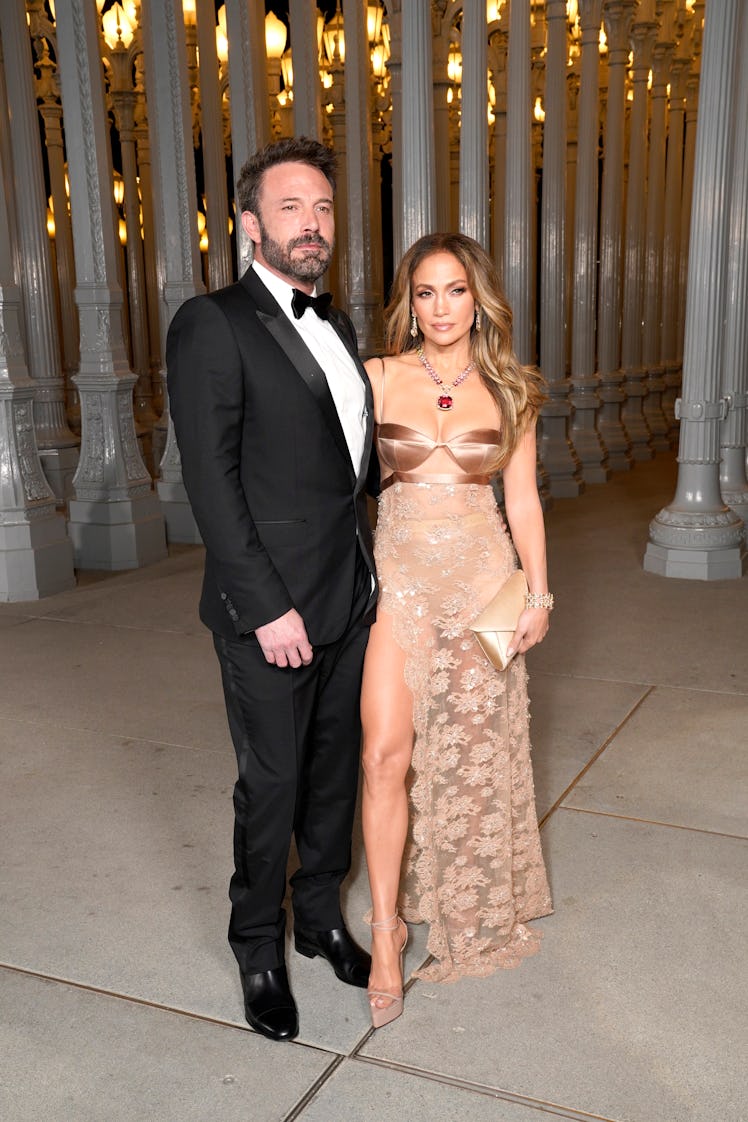 Ben Affleck, wearing Gucci, and Jennifer Lopez, wearing Gucci, attend the 2023 LACMA Art+Film Gala, ...