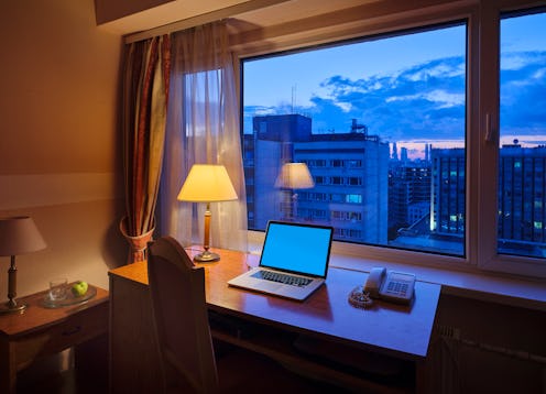 workspace in a hotel room