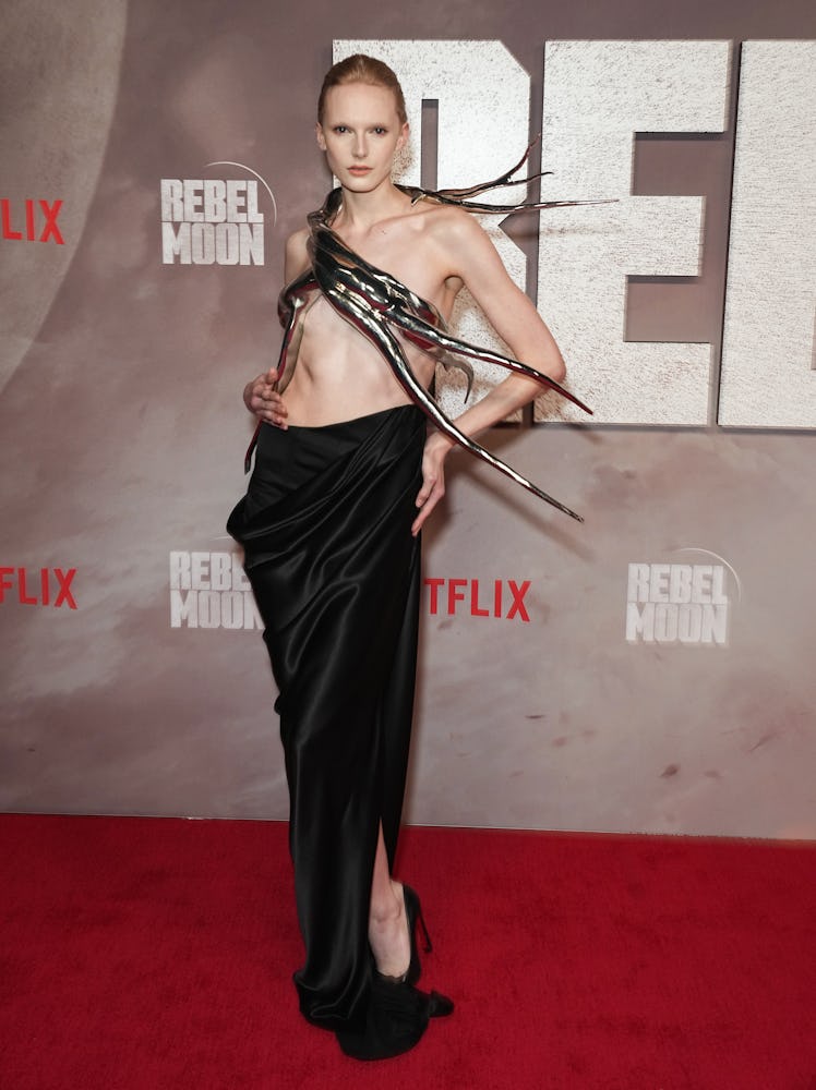 Alex Consani attends Netflix's "Rebel Moon - Part Two: The Scargiver" album release party at Knockdo...