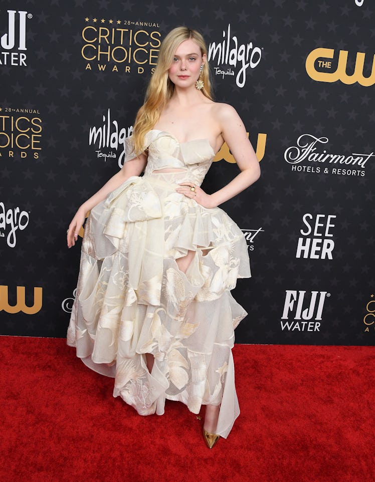 Elle Fanning arrives at the 28th Annual Critics Choice Awards 