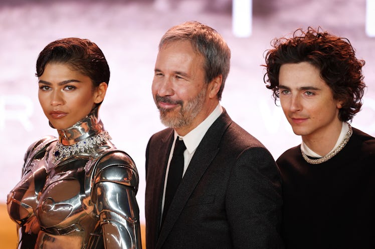 (From L) US actress Zendaya, Canadia film director Denis Villeneuve  and US and French actor Timothe...