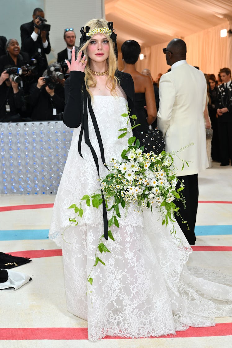 US actress Elle Fanning arrives for the 2023 Met Gala