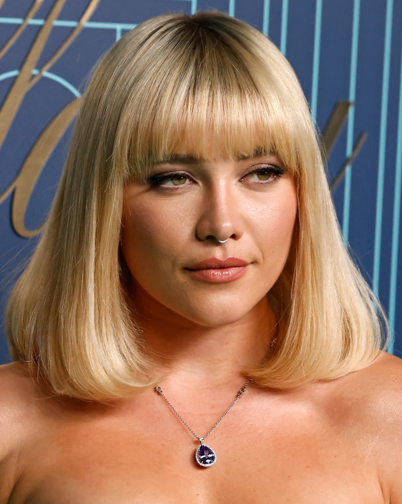 Florence Pugh wore a "mob wife bob" on April 27, 2023 in New York City.