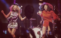 INDIO, CA - APRIL 12:  (EDITORS NOTE: Image was processed using Digital Filters) Singer Beyonce (L) ...