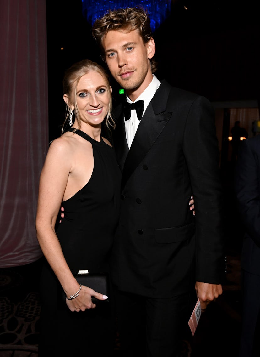 BEVERLY HILLS, CALIFORNIA - JANUARY 10: (L-R) Ashley Butler and Austin Butler celebrate the 80th Ann...
