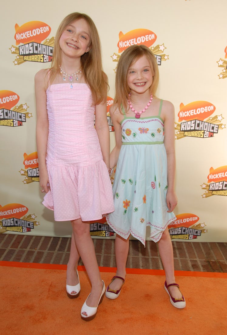 Dakota Fanning and Elle Fanning during Nickelodeon's 20th Annual Kids' Choice Awards