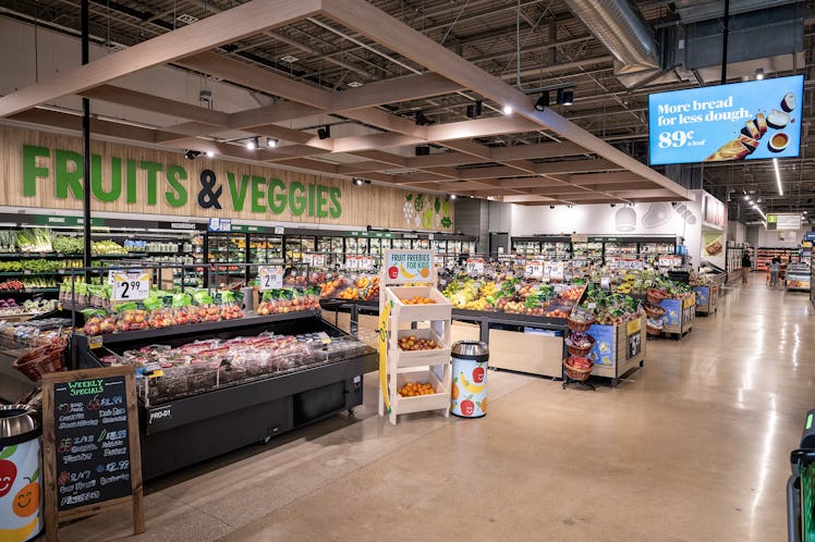 The fruit and vegetable section of an Amazon Fresh grocery store in Schaumburg, Illinois, US, on Mon...