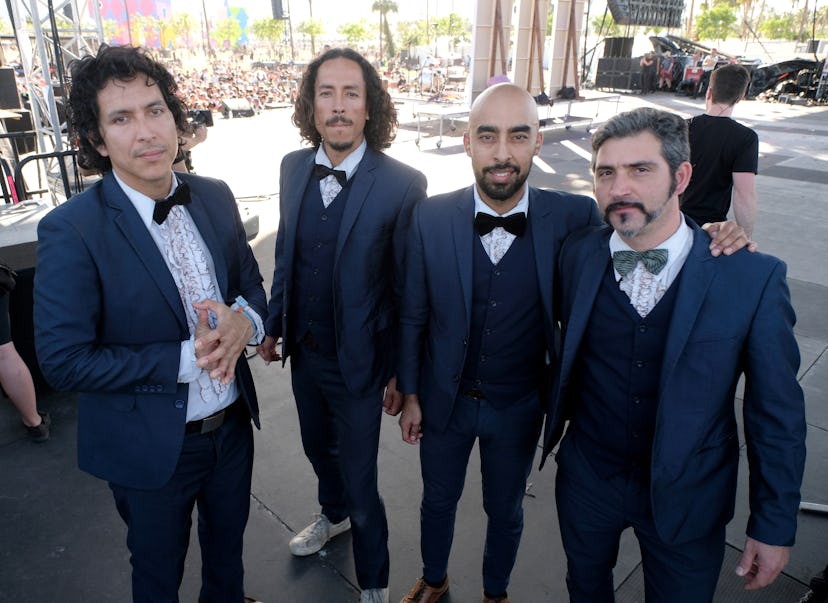 INDIO, CA - APRIL 15: (L-R) Musicians Eduardo Arenas, Bardo Martinez, Carlos Arevalo and Gabriel Vil...