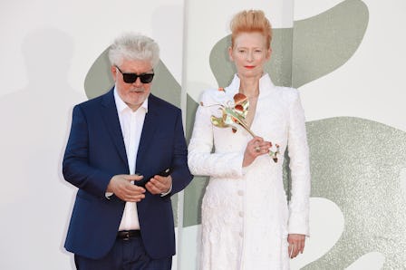 Spanish director Pedro Almodovar and english actress Tilda Swinton at the 77 Venice International Fi...