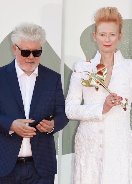 Spanish director Pedro Almodovar and english actress Tilda Swinton at the 77 Venice International Fi...