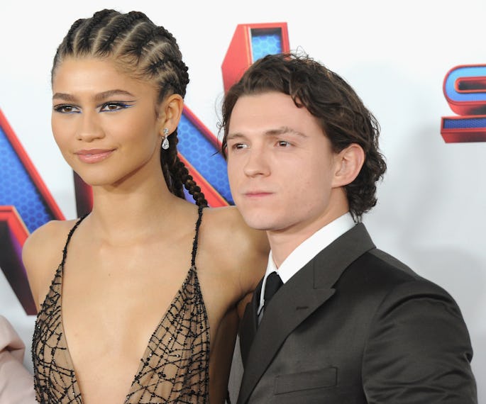Zendaya and Tom Holland attend Sony Pictures' "Spider-Man: No Way Home" Los Angeles Premiere held at...
