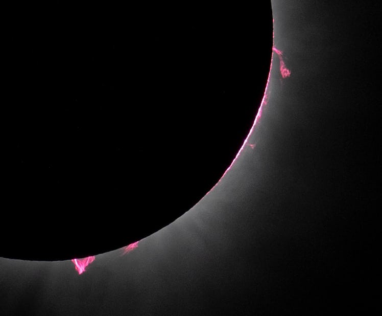 image of the total solar eclipse with solar flares