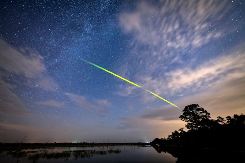 A rare Green Fireball meteor from the Eta Aquarid Meteor Shower around 5 a.m. in Babcock Wildlife Ma...