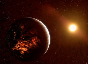 Illustration of the planet 55 Cancri e, also called Janssen. This is an exoplanet orbiting 55 Cancri...