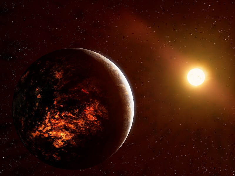 Illustration of the planet 55 Cancri e, also called Janssen. This is an exoplanet orbiting 55 Cancri...