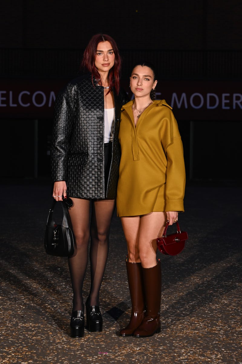 LONDON, ENGLAND - MAY 13: Dua Lipa and Rina Lipa arrive at the Gucci Cruise 2025 Fashion Show at Tat...