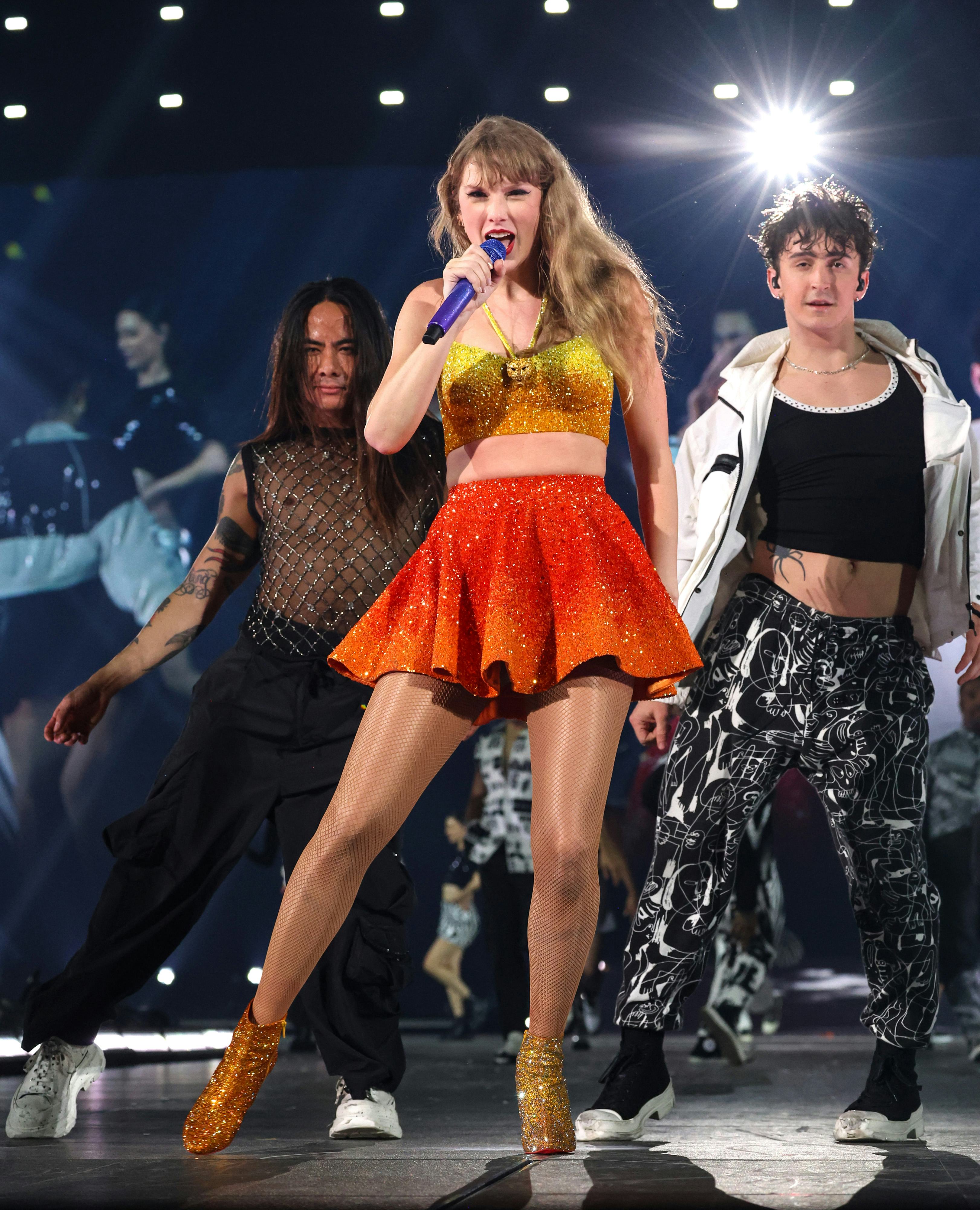 Taylor Swift performs onstage during The Eras Tour