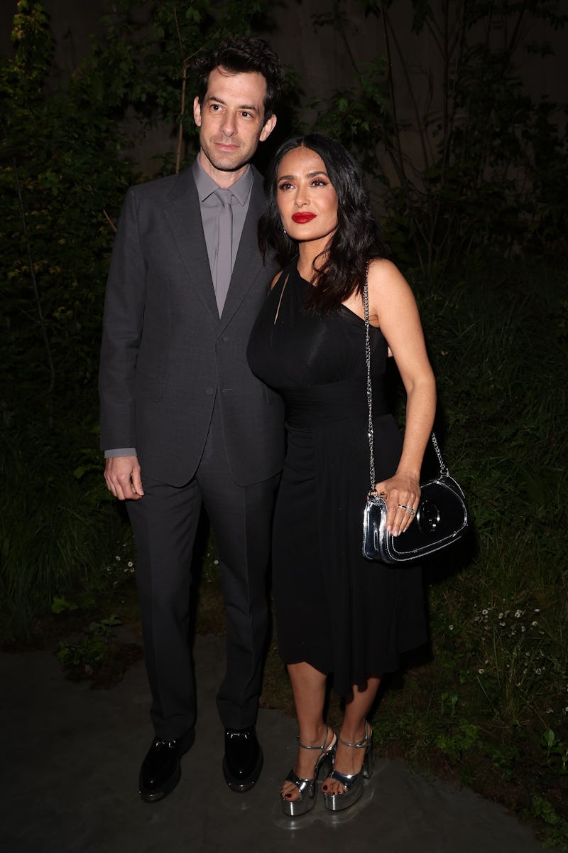 LONDON, ENGLAND - MAY 13: Mark Ronson and Salma Hayek attend the Gucci Cruise 2025 Fashion Show at T...