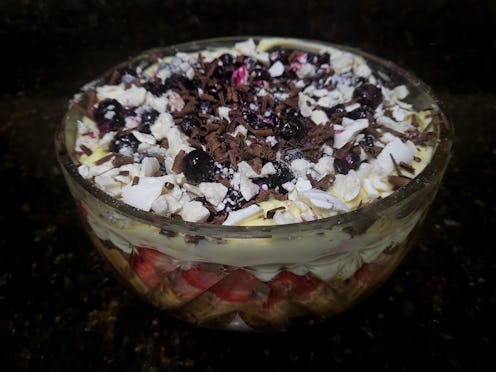 a strawberry, blueberry and cream trifle platter
