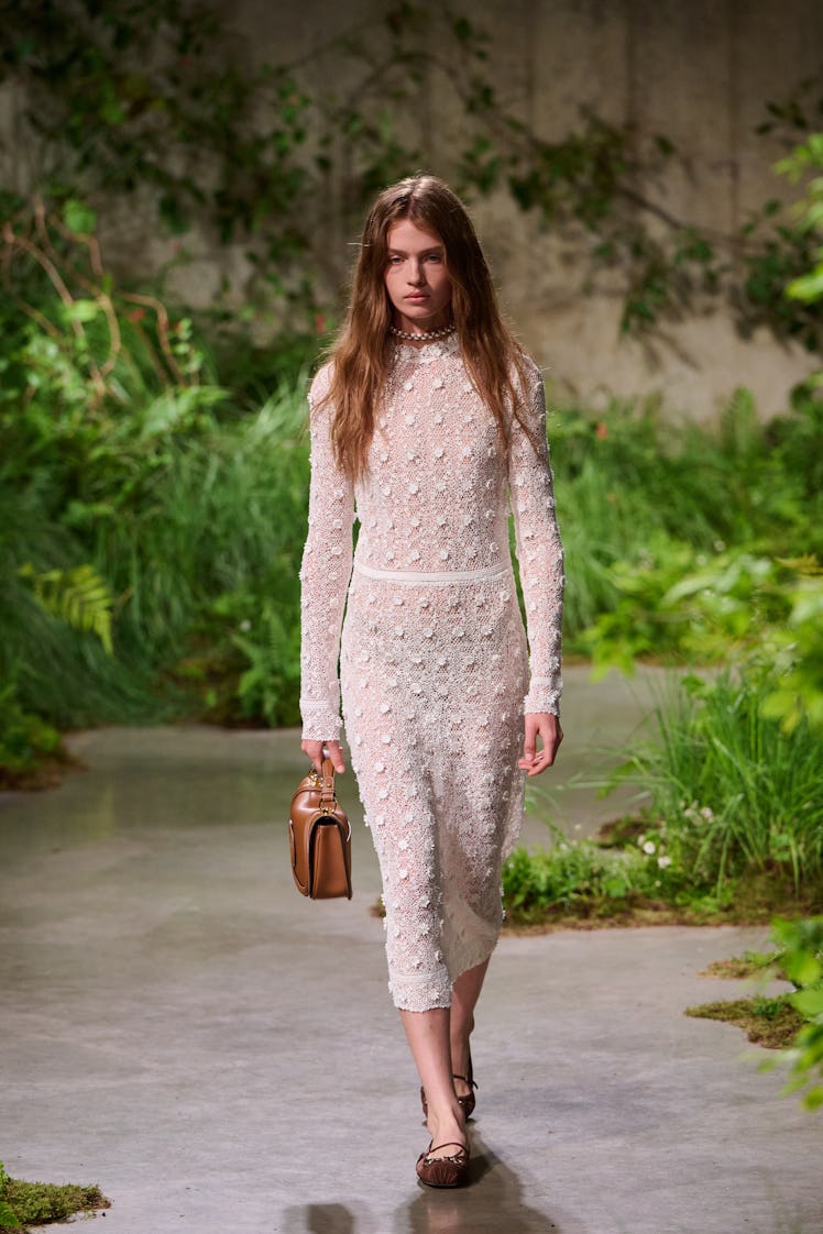 Model on the runway at Gucci Cruise 2025 Fashion Show held at the Tate Modern on May 13, 2024 in Lon...