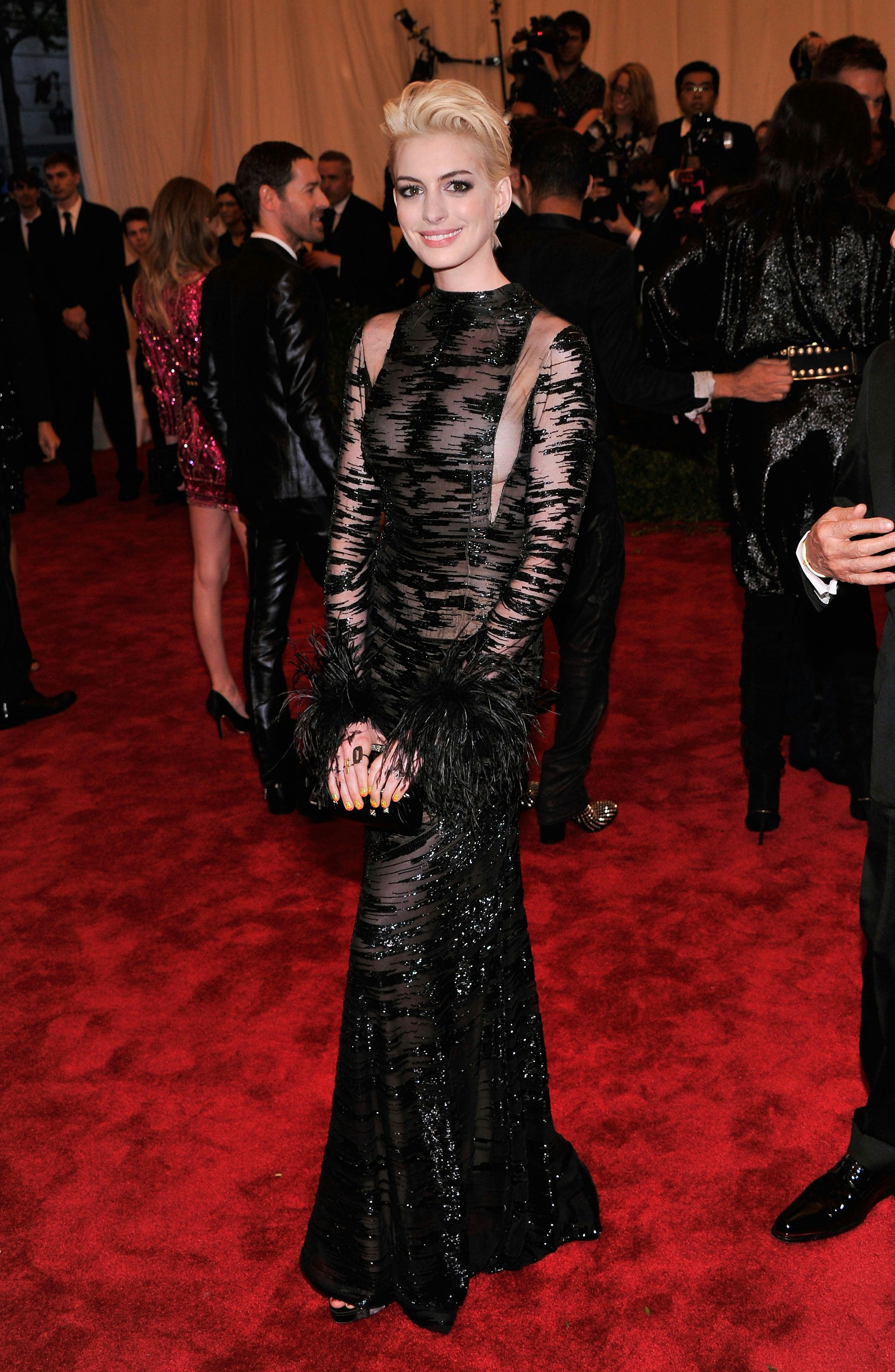 Anne Hathaway attends the Costume Institute Gala for the &ldquo;PUNK: Chaos to Couture&rdquo; exhibition at the &hellip;