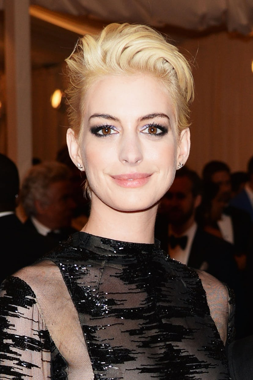 Anne Hathaway attends the Costume Institute Gala for the "PUNK: Chaos to Couture" exhibition at the ...