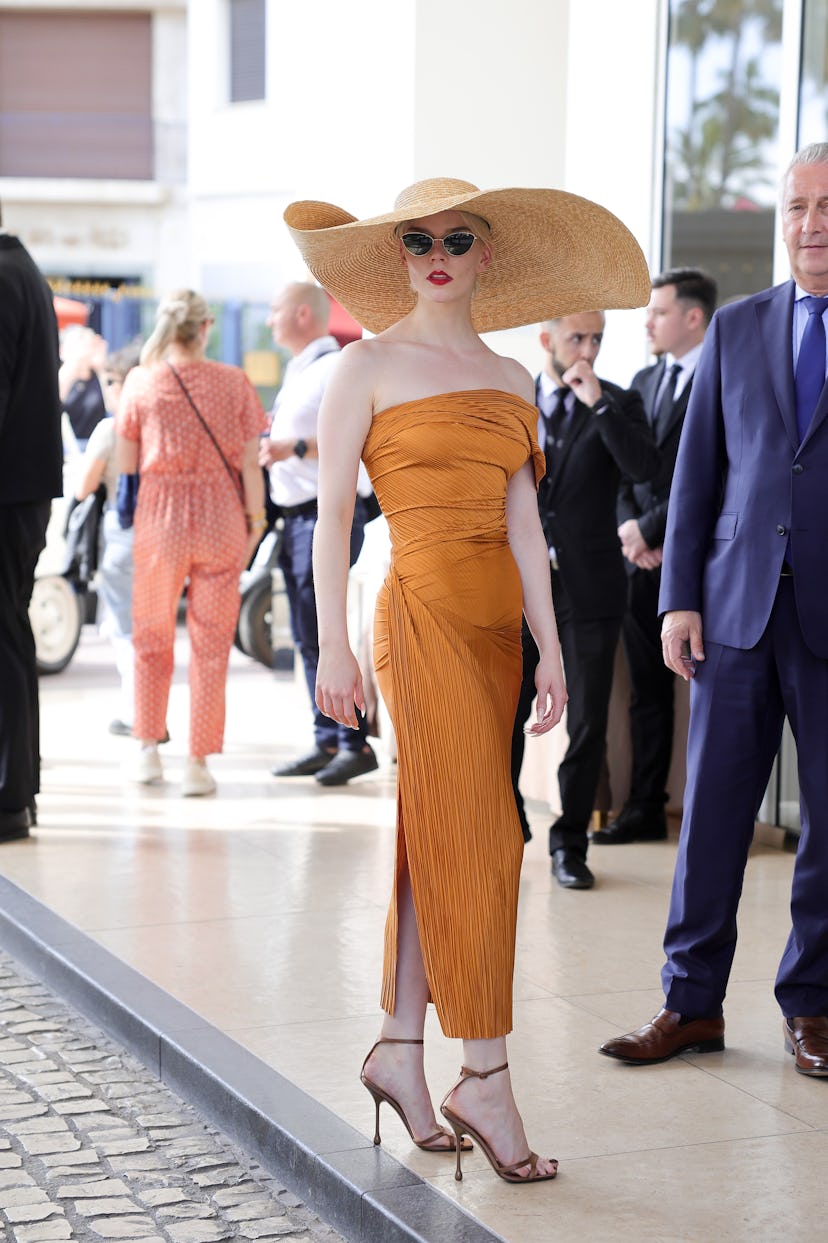 Anya Taylor-Joy is seen arriving at Hotel Martinez ahead of the 77th Cannes Film Festival on May 13,...