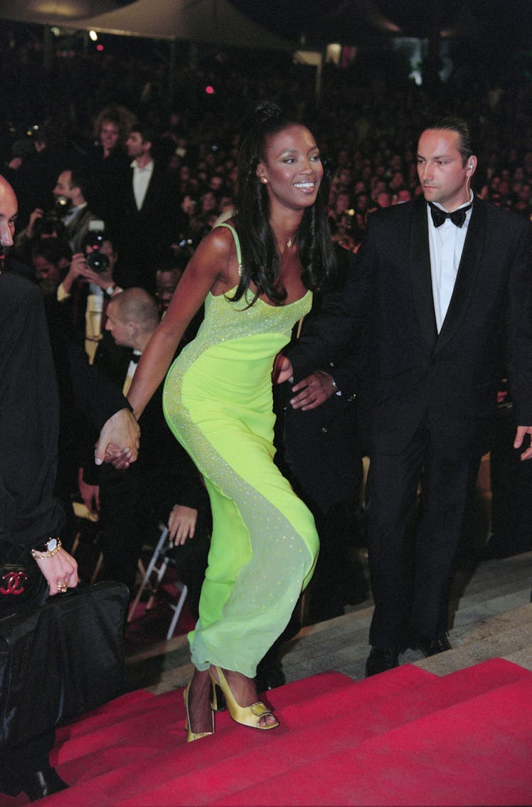 British model Naomi Campbell arrives at the Palais des Festivals, on May 12, 1996 before the showing...