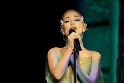 NEW YORK, NEW YORK - MAY 06: Ariana Grande performs onstage during The 2024 Met Gala Celebrating "Sl...