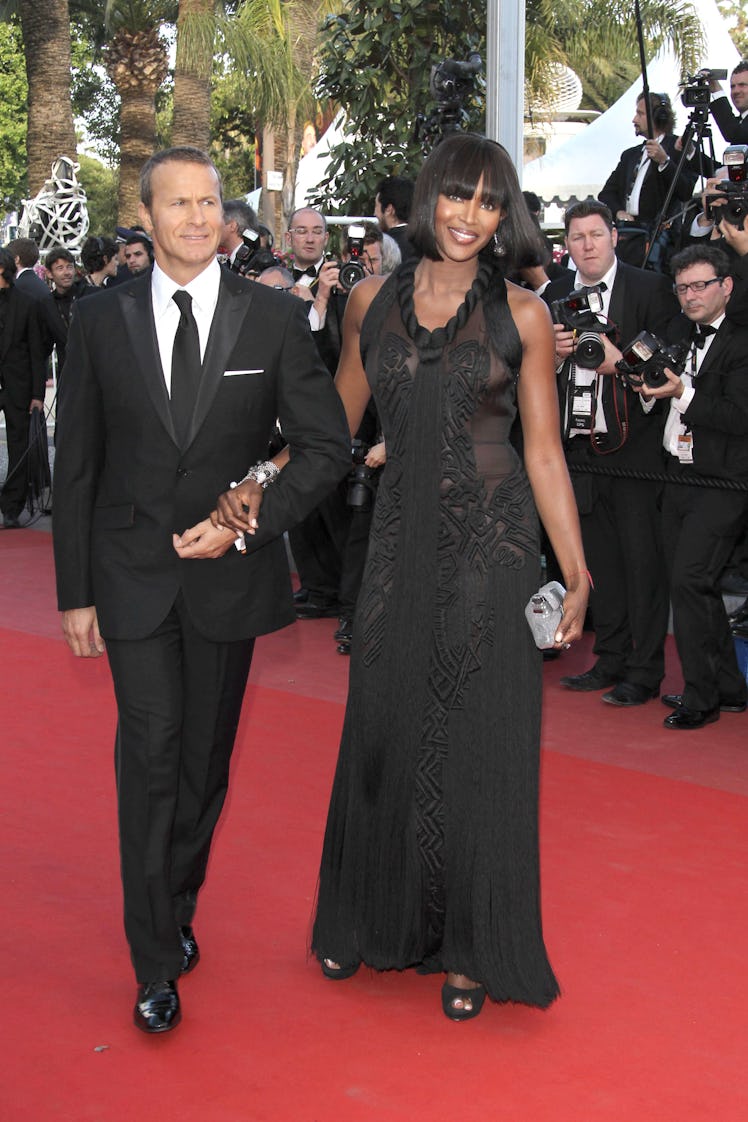 Model Naomi Campbell (R) and Vladislav Doronin attend the Premiere of 'Wall Street: Money Never Slee...