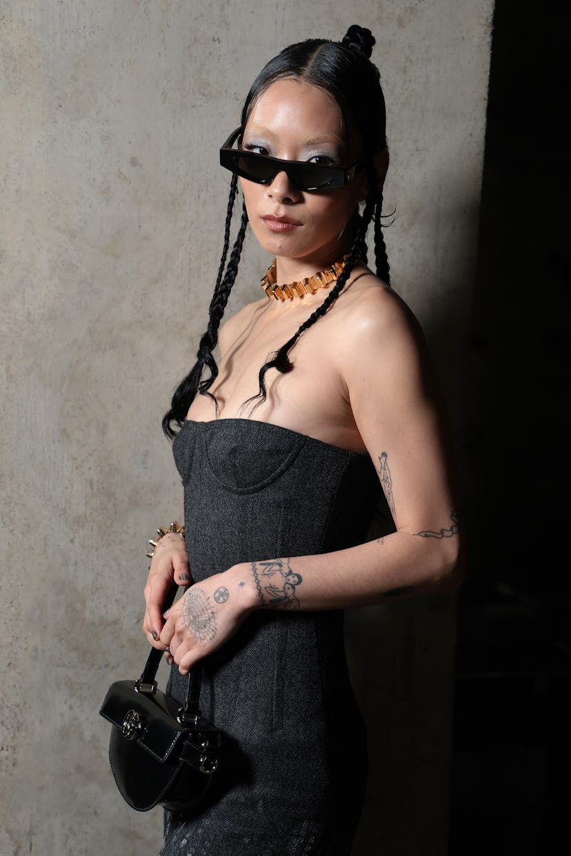 LONDON, ENGLAND - MAY 13: Rina Sawayama attends the Gucci Cruise 2025 Fashion Show at Tate Modern on...