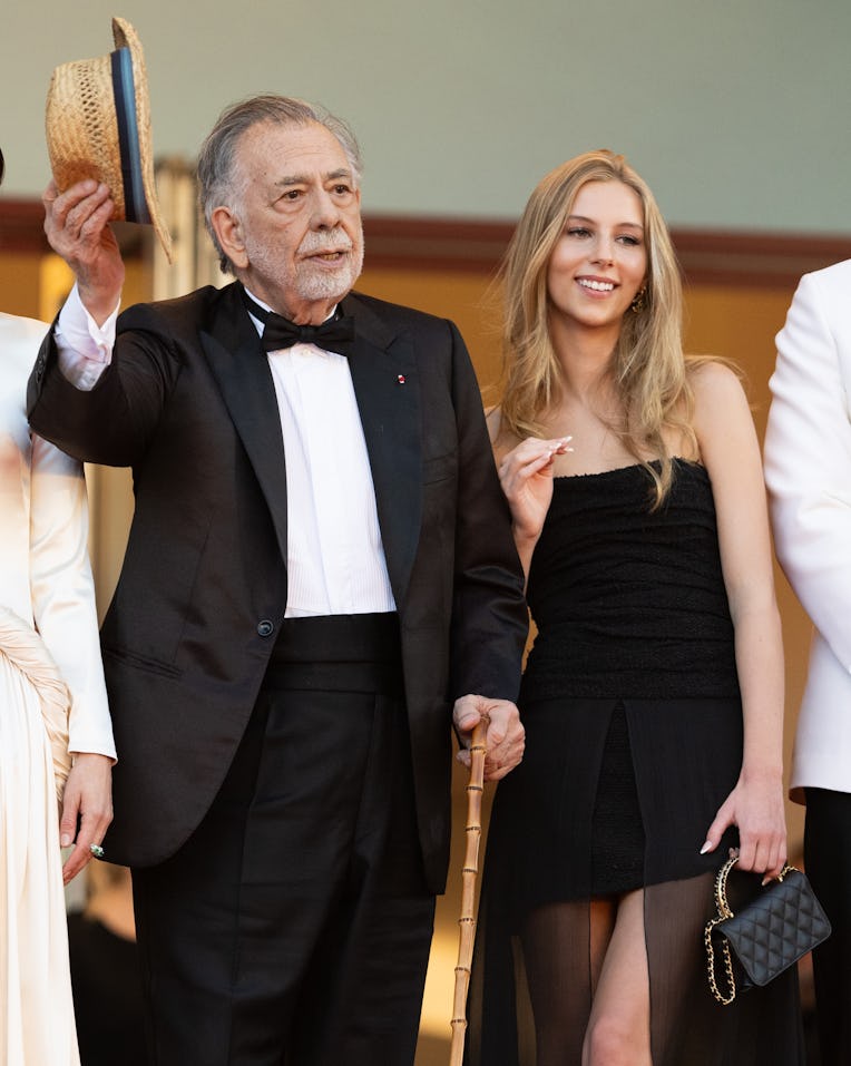 CANNES, FRANCE - MAY 16: Francis Ford Coppola and Romy Croquet Mars attend the "Megalopolis" Red Car...