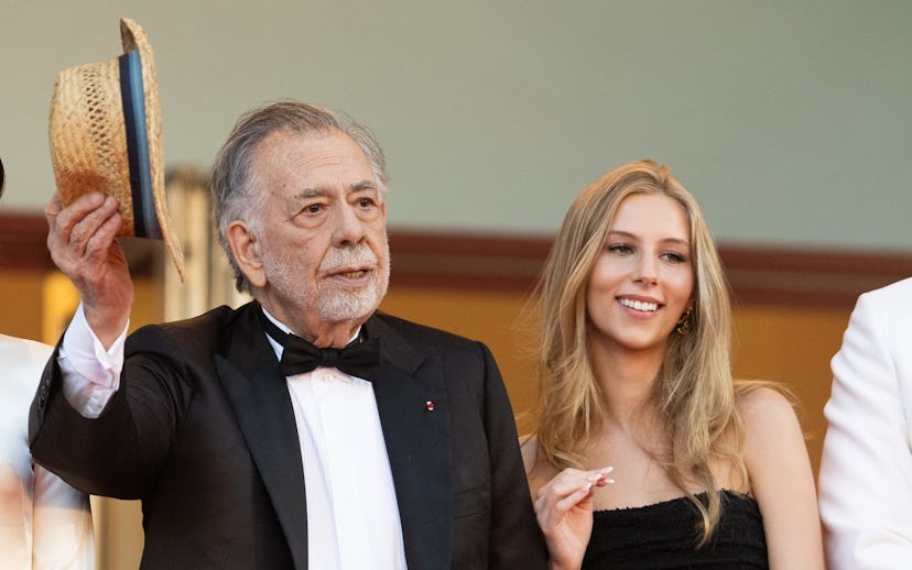 CANNES, FRANCE - MAY 16: Francis Ford Coppola and Romy Croquet Mars attend the "Megalopolis" Red Car...