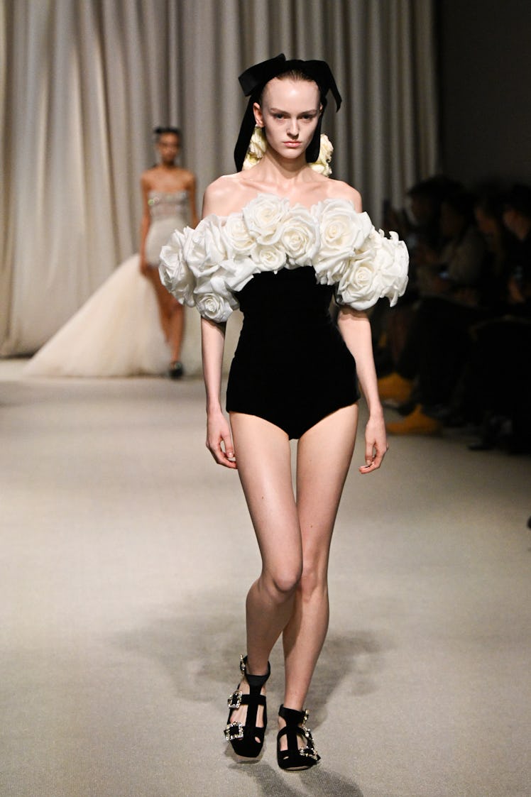 Models walk the catwalk at the Giambattista Valli Spring/Summer 2024 haute couture show 