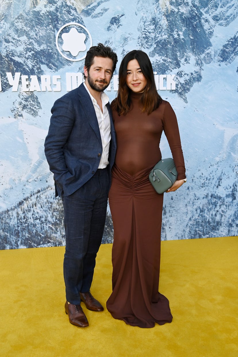 LOS ANGELES, CALIFORNIA - MAY 01: (L-R) Michael Angarano and Maya Erskine attend as Montblanc Celebr...