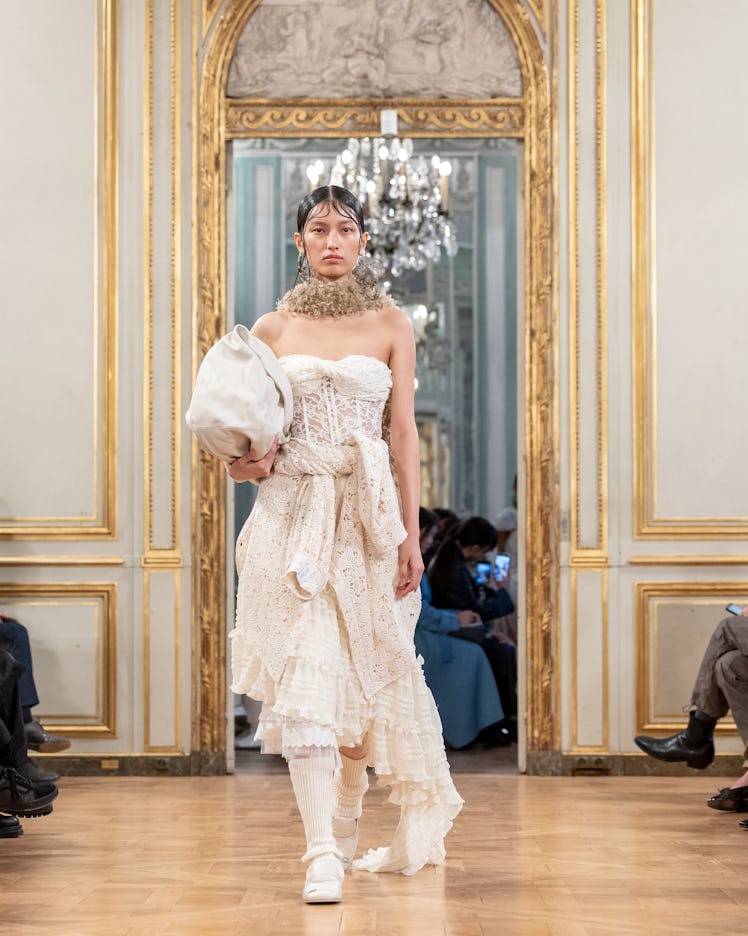 A model walks the runway during the Rokh Womenswear Fall/Winter 2024-2025 show as part of Paris Fash...