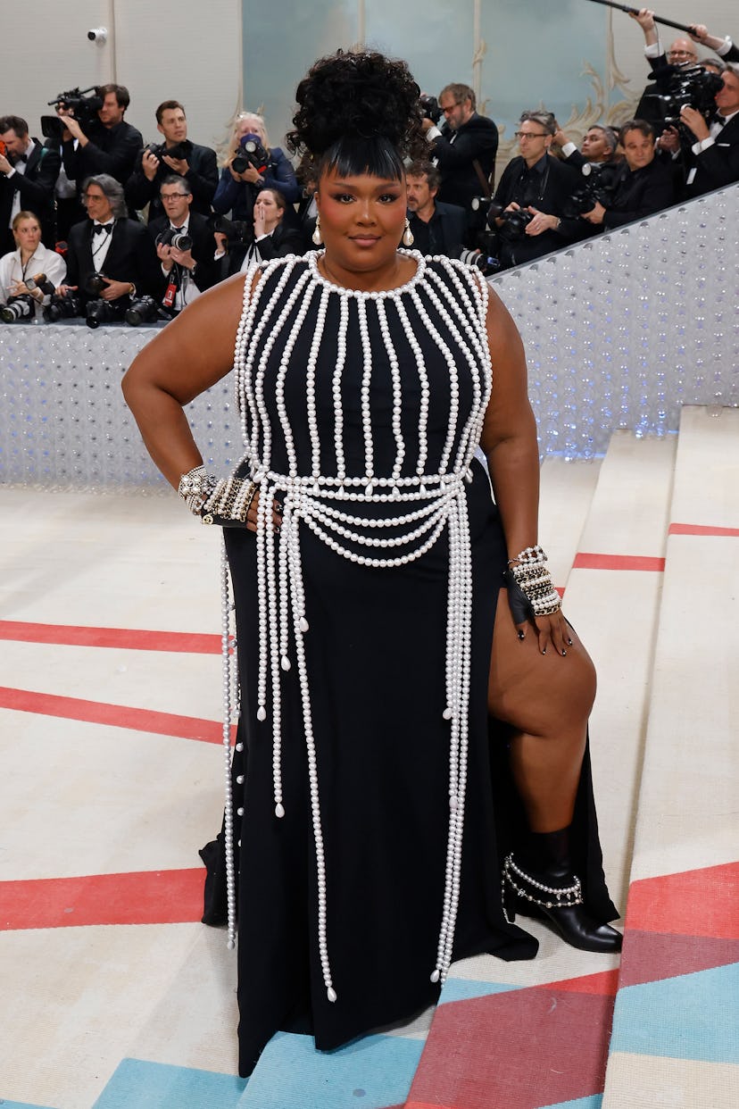 Lizzo attends the 2023 Costume Institute Benefit celebrating "Karl Lagerfeld: A Line of Beauty."