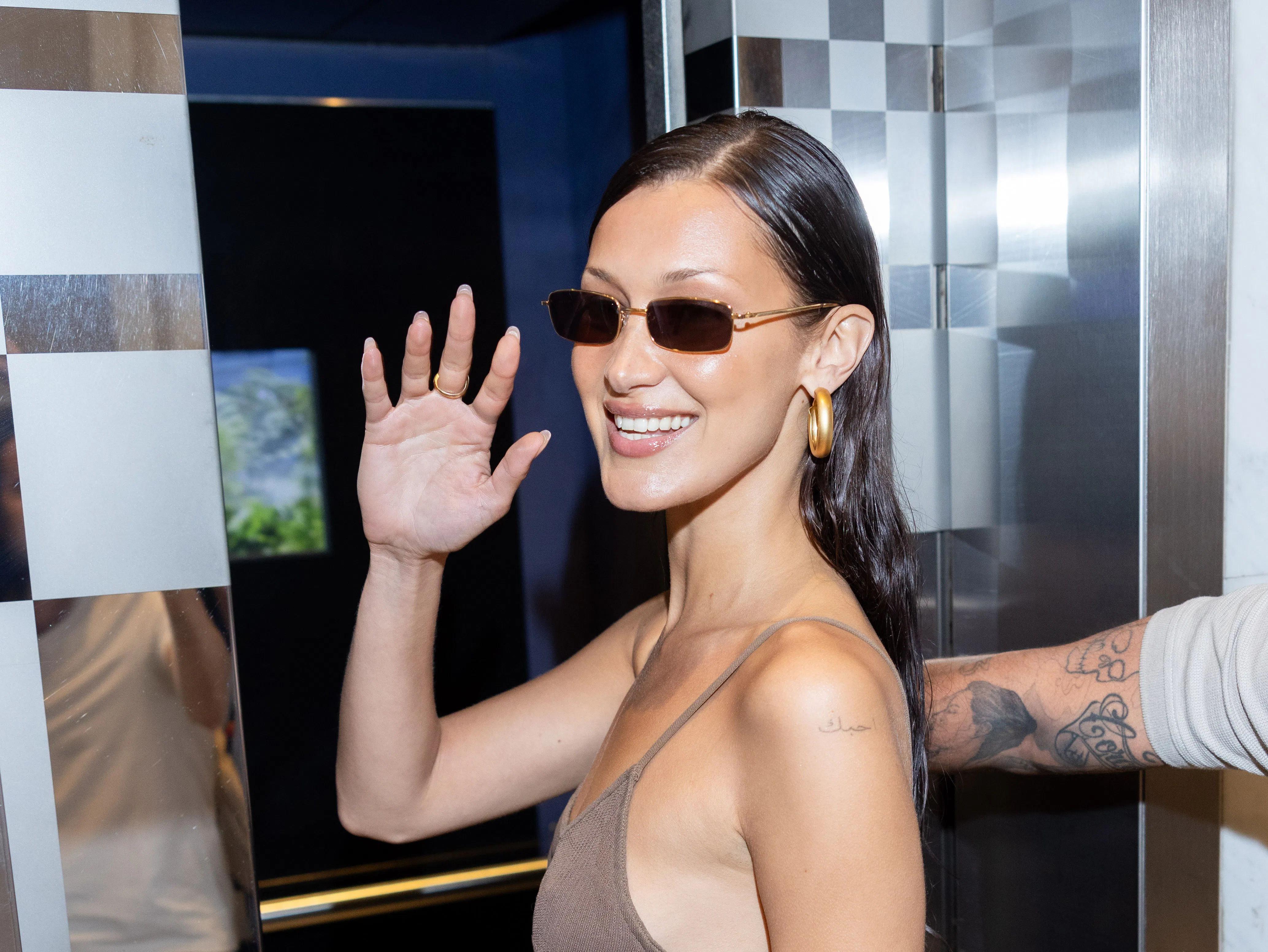 bella hadid cannes brown dress KIELE