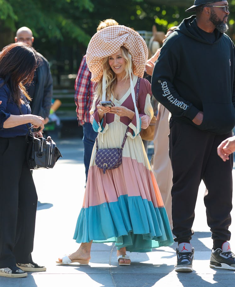 NEW YORK, NY - MAY 20: Sarah Jessica Parker is seen on the set of "And Just Like That..." in Washing...