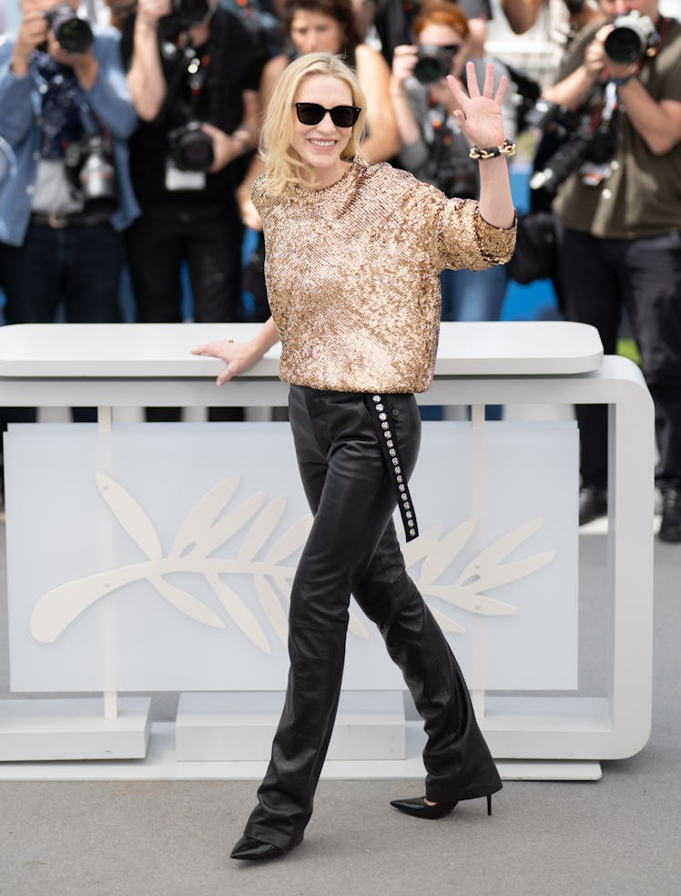 Cate Blanchett attends the "Rumours" Photocall at the 77th annual Cannes Film Festival at Palais des...