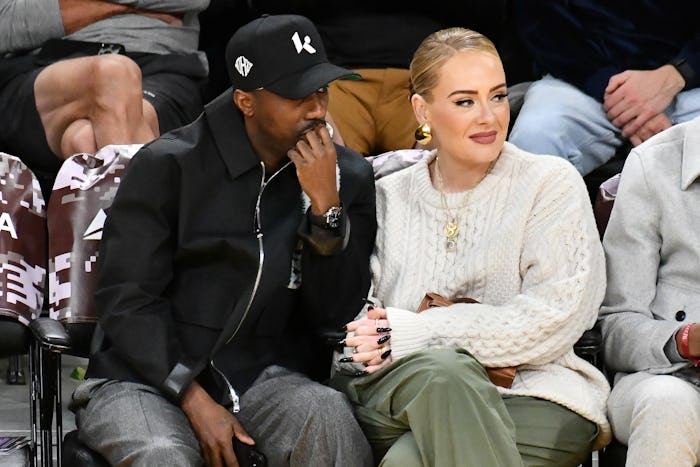 LOS ANGELES, CALIFORNIA - NOVEMBER 22: Rich Paul and Adele attend a basketball game between the Los ...