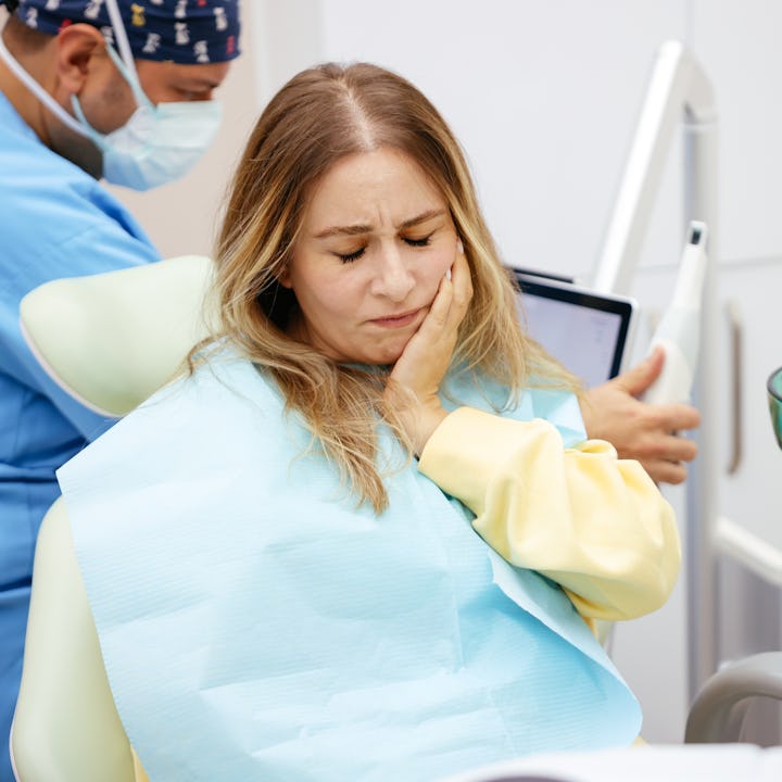 Mom who didn't go to dentist regular dentist appointments now has 6 cavities.