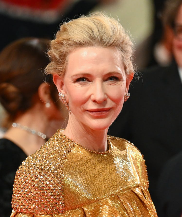 Cate Blanchett at the premiere for "Rumours" during the 77th Cannes Film Festival held at the Palais...