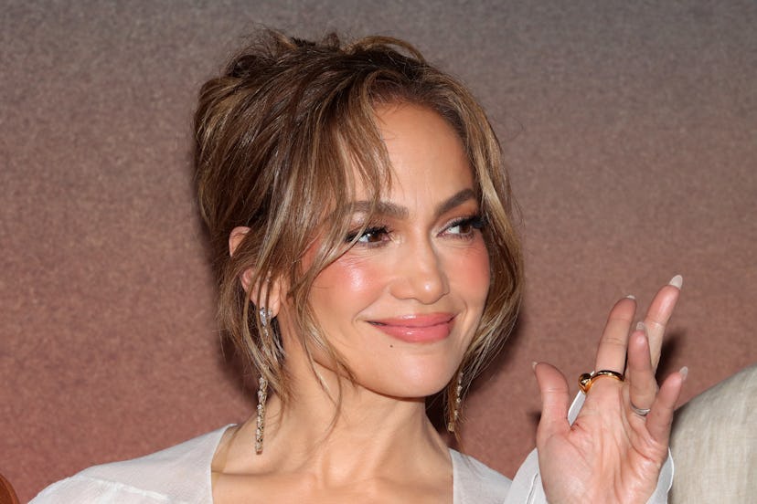 Jennifer Lopez poses during the 'Atlas' Mexico City Fan Event