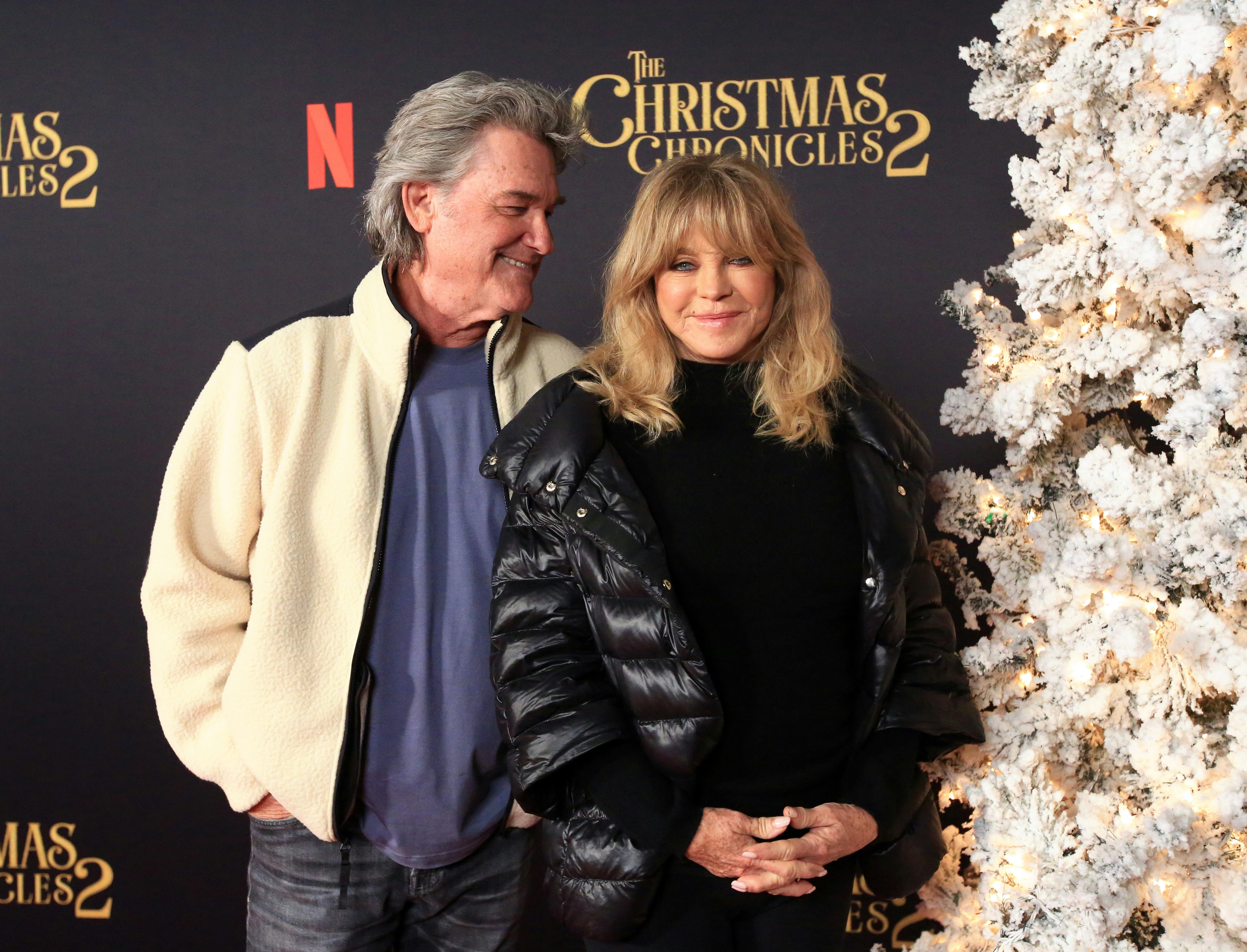 LOS ANGELES, CALIFORNIA - NOVEMBER 19:  Kurt Russell (L) and Goldie Hawn attend Netflix&rsquo;s &ldquo;The Chris&hellip;